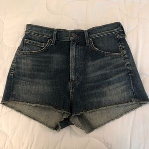 high rise denim shorts